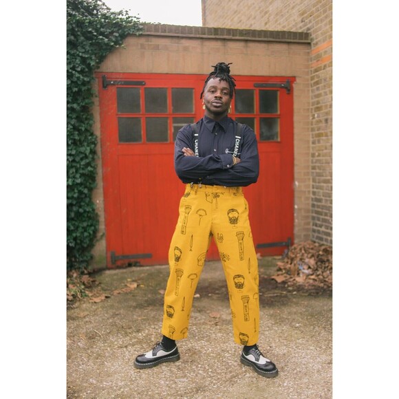 Lazy Oaf Roman Holiday Tokyo Pants 30 8 Yellow Barrel Leg Cropped Ankle Trouser - Picture 2 of 10